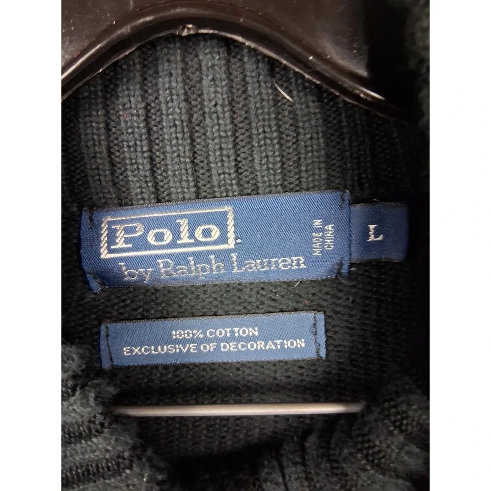 Polo Ralph Lauren Mens‎ Sweater Large Black 1/4 Zip Knit Pullover Vintage 90s
